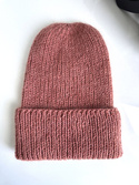 Ręcznie robiona czapka beanie AUREA 100% Baby Merino plus moher i jedwab 48/33 Blush