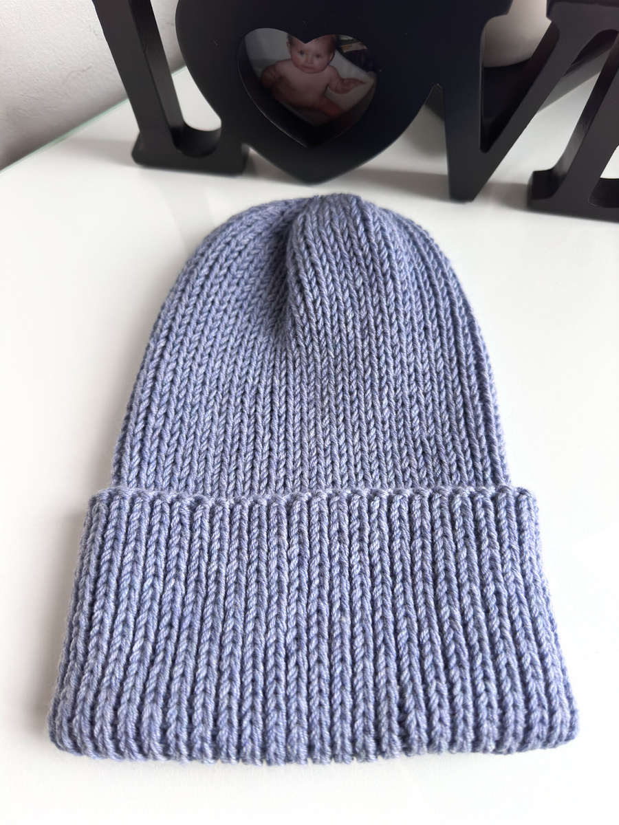 Czapka wywijana NANA 100% Baby Merino 37 Jasna Lawenda