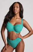 Figi kąpielowe Panache Swim GINGHAM SW1729 Midi Gathered Bikini Bottoms Green Gingham