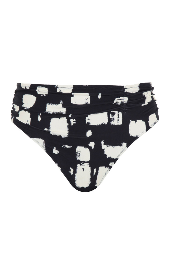 Figi kąpielowe Panache Swim BLACK SAND SW1729 Midi Gathered Bikini Bottoms Black Sand Print