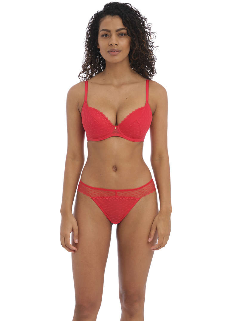 KOMPLET - Biustonosz FREYA SIGNATURE Chilli Red 34F + brazyliany L