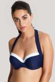 KOMPLET - Strój kąpielowy Panache Swim ANYA CRUISE Navy/White biustonosz SW1094 Halterneck Bikini + wywijane majtki SW1097 Folded Top Pant (30D, 34F, 34FF, 36E)