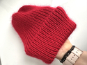 Ręcznie robiona czapka beanie AUREA 100% Baby Merino plus moher i jedwab 16/14 Czerwony