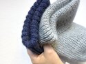 Ręcznie robiona czapka beanie AUREA 100% Baby Merino plus moher i jedwab 22/06 Szaro Błękitny