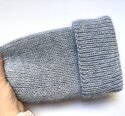 Ręcznie robiona czapka beanie AUREA 100% Baby Merino plus moher i jedwab 22/06 Szaro Błękitny