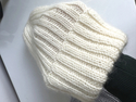 Ręcznie robiona czapka beanie MIRA 100% Merino plus moher i jedwab 01 Ecru